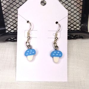 Blue Silicone Mushroom Earrings